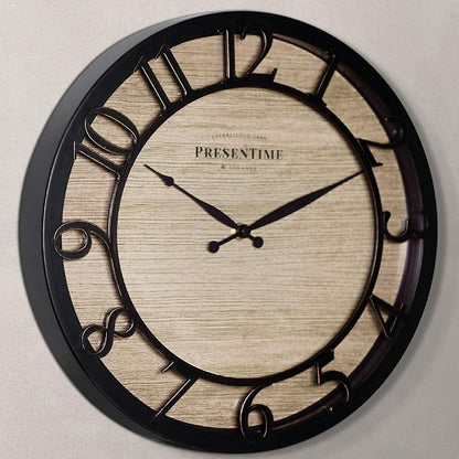 Presentime & Co 13" Farmhouse Series Wall Clock, Quartz Movement, Shiplap Style - Image 2