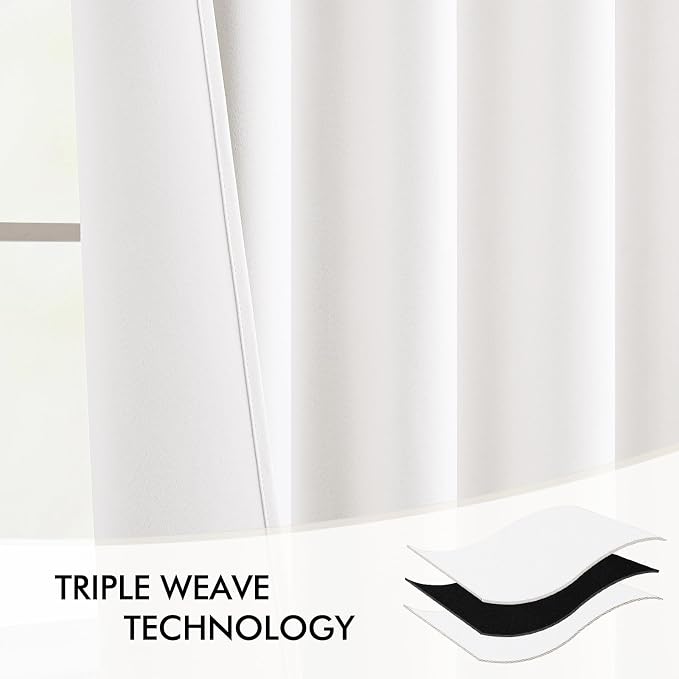 MIULEE Pure White Back Tab Blackout Curtain 96 Inch Long 2 Panels Set - Image 7