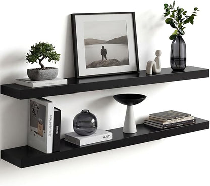 Homeforia Black Floating Shelves 36 inches Long, High End Solid Real Wood 36 by Homeforia