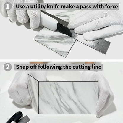 AULIGET 4-Piece White Marble Look Peel and Stick Backsplash Wall Tiles - Image 7