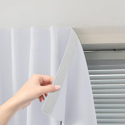 Thermal Blackout Curtains with Self-Adhesive Tape, No Rod No Drill Easy Install by Sovtfides