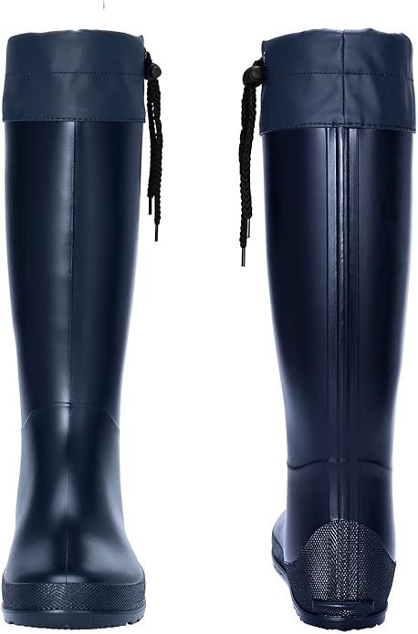 Asgard Packable Tall Rain Boots for Women Waterproof Rubber Garden Boots Ultra Lightweight Flat Mud Boots- NOT FOR WIDE CALF