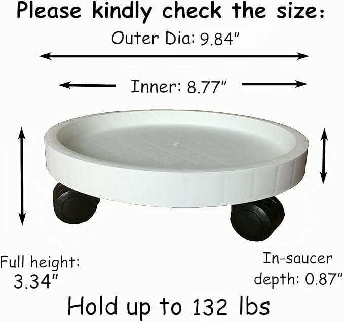 WanderingDonkey 2 Pack of 9.8 Inch Heavy Duty Plant Caddy with Wheels,Rolling Plant Stand Pot Trolley, Potted Flower Mover Dolly with Casters Round Coaster for Indoor Outdoor, Brown