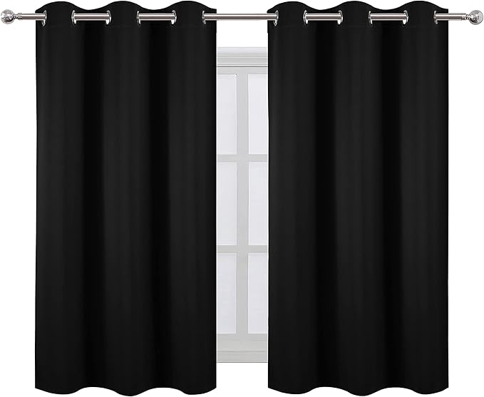 LEMOMO Black Blackout Curtains 34 x 54 Inch Length/Set of 2 Curtain - Image 2