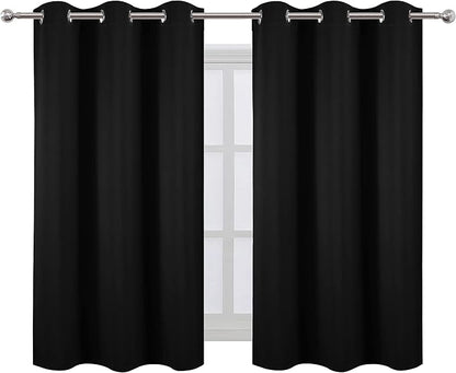 LEMOMO Black Blackout Curtains 42 x 54 Inch Length Set of 2 Panels Grommet - Image 2