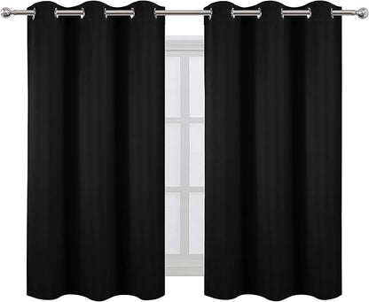 LEMOMO Black Blackout Curtains 42 x 54 Inch Length Set of 2 Panels Grommet - Image 2