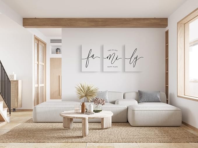 GUBIYU White Family Wall Decor Home Wall Art Set of 3 - Image 2