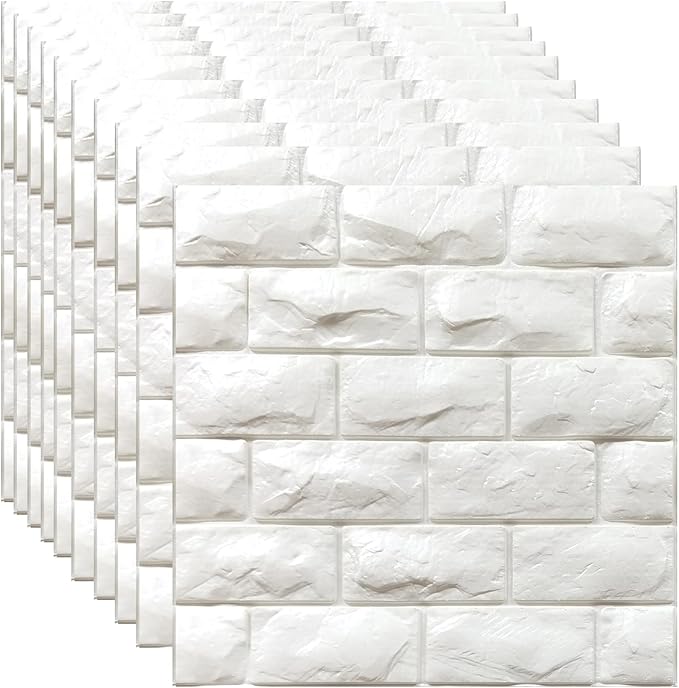 YU LI 3DH 3D Wall Panels Peel and Stick 30PCS White Foam Brick Wallpaper by YULI3DH