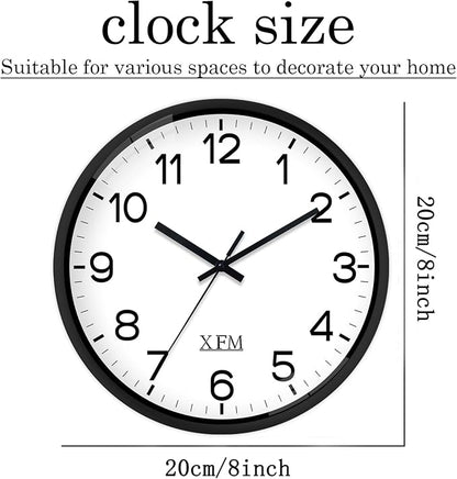 XFM Wall Clock 8 Inch Modern Small Wall Clocks Battery Operated Silent - Image 7
