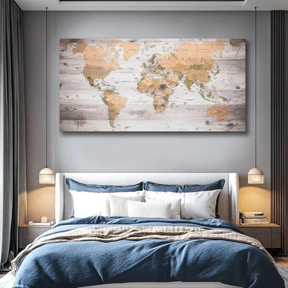 Large Wall Art grey map of The World Painting Ready to Hang 36"x70"Large Framed - Image 4
