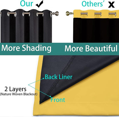 Yakamok 100% Blackout Lined Panels, Thermal Insulated Blackout Curtains - Image 5