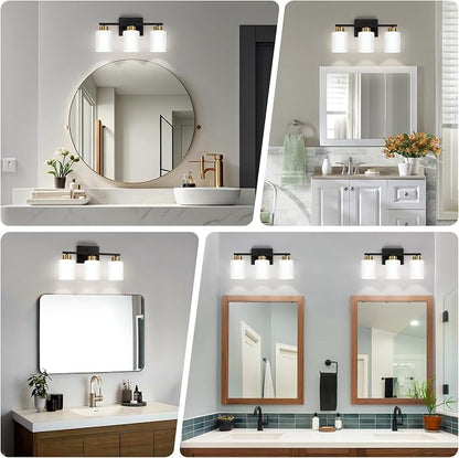 FonmYim Black and Gold Bathroom Light Fixtures, 3-Light Modern Vanity Light - Image 3