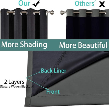 Yakamok 100% Blackout Lined Panels, Thermal Insulated Blackout Curtains - Image 5