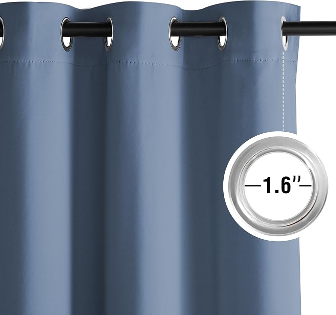 NICETOWN Room Darkening Draperies Curtains Panels, 2 Panels Stone Blue W52 x L84 - Image 3