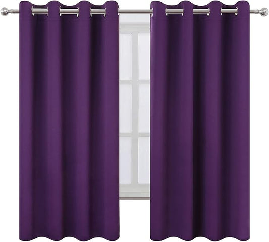 LEMOMO Blackout Curtains 52 x 63 inch/Purple Curtains Set of 2 Panels/Thermal - Image 2