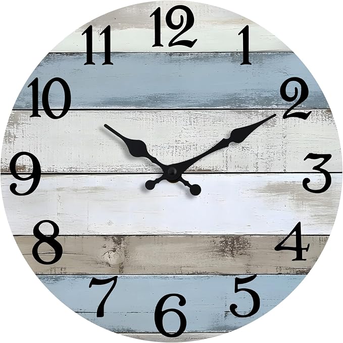JoFomp 8 Inch Wooden Wall Clocks Battery Operated, Silent Wall Clock Non Ticking by JoFomp