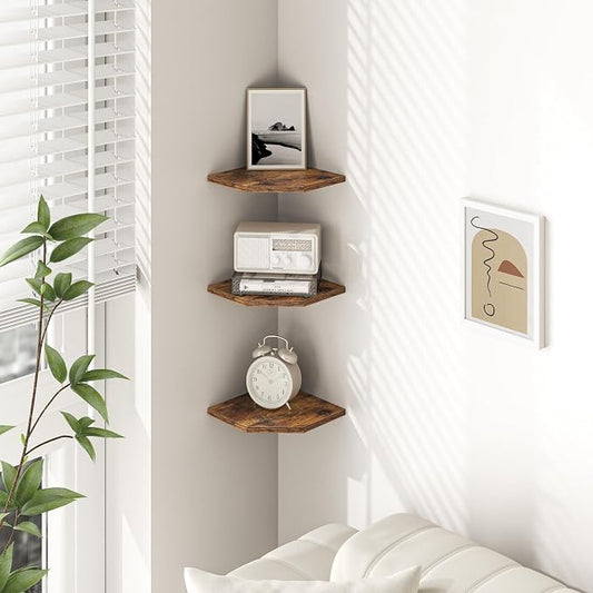 Fun Memories Corner Shelf Wall Mount, Floating Corner Shelves, Rustic Wood Wall - Image 2