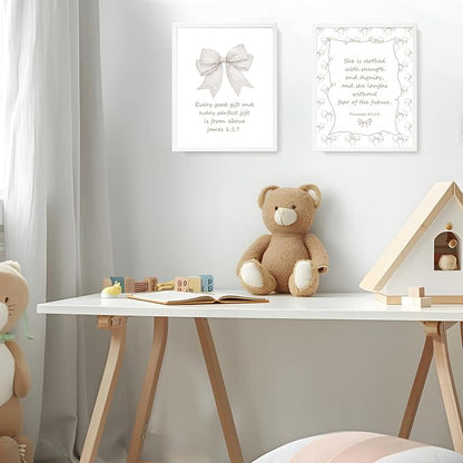 LARTSFRO Coquette Beige Bow Jesus Wall Art Decor Posters, Inspirational Bible - Image 7