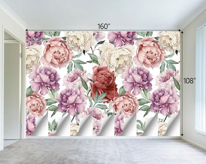 Pink Peony Flowers Mural Bedroom Peony Floral Wallpaper Room Decor Living Room - Image 4