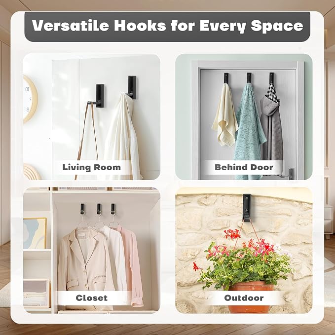 Folding Wall Hooks, Heavy Duty Zinc Alloy No Rust Fold Up Hooks - Image 6