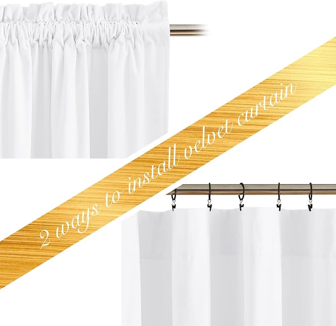 NICETOWN White Velvet Curtains 72 inches - Image 2