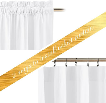 NICETOWN White Velvet Curtains 72 inches - Image 2