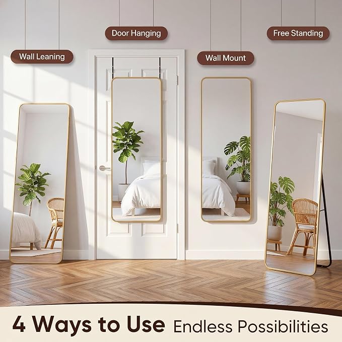 Antok 58"x20" Over the Door Mirror, Full Length Mirror Door Hanging - Image 8