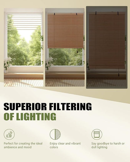 FoundGo Retro Bamboo Blinds 72" W x 72" H Bamboo Roman Shades Light Filtering - Image 2