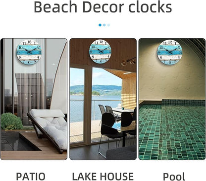 CHYLIN Wall Clock, 18 Inch Beach Wall Clocks Battery Operated, Coastal Ocean - Image 5