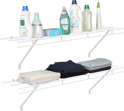 HAUSHOF Closet Shelves Wall Mounted 2-Pack, 4 ft x 12in White Wire Shelving by HAUSHOF