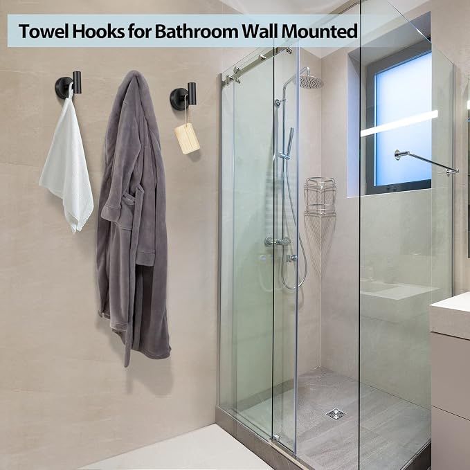 Kruodop Towel Hooks for Bathroom, 4 Packs Wall Mount Towel Holder, Stainless - Image 5