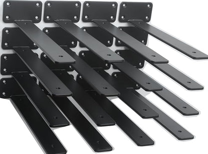 16 Pack - 14 inch Black Hidden L Shelf Bracket Iron Floating Shelf Brackets by MHMYDZ