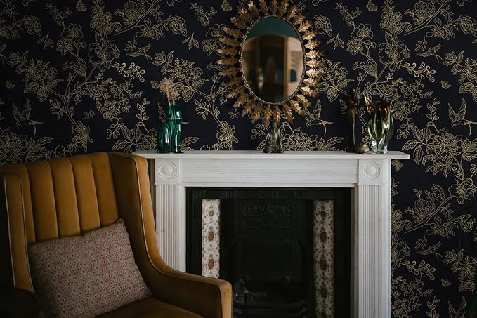Froluya Black and Gold Wallpaper Peel and Stick Wallpaper 17.7"x118.1" Vintage - Image 7