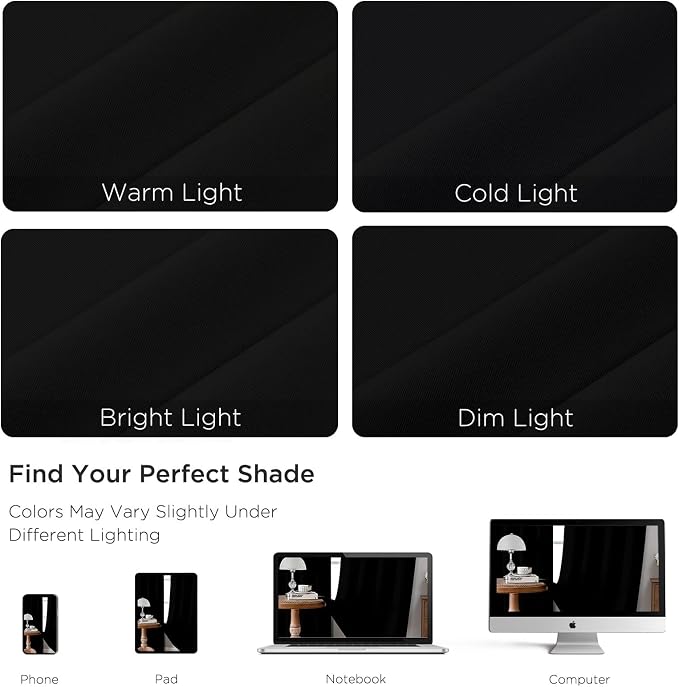 CUCRAF Black Blackout Curtains 72 inch Length 2 Panels Set, Rod Pocket Room - Image 4