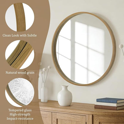 WallBeyond Round Wood Mirror - Image 4