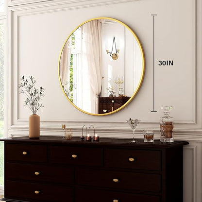 HARRITPURE Round Mirror 30 Gold Wall Mounted Circle Mirrors Vanity Mirror - Image 6