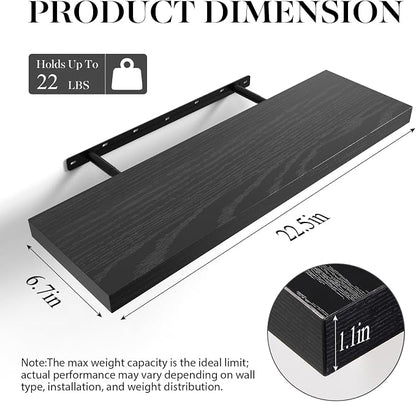 BAYKA Floating Shelves for Wall, 22.5 Inches Wall Mounted Rustic Wood Shelves - Image 3