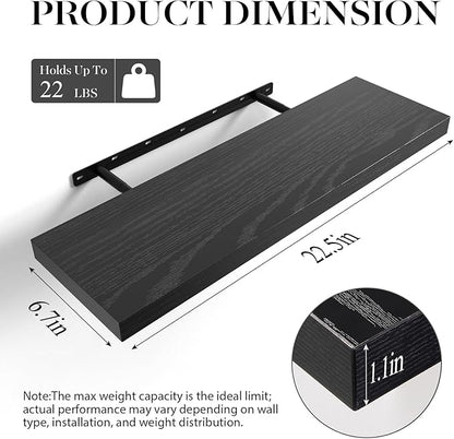 BAYKA Floating Shelves for Wall, 22.5 Inches Wall Mounted Rustic Wood Shelves - Image 3