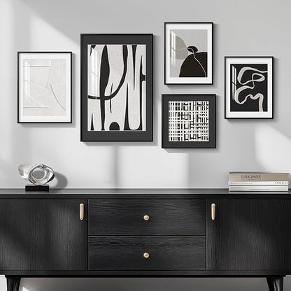 Framed Black and White Abstract Wall Art - Image 2
