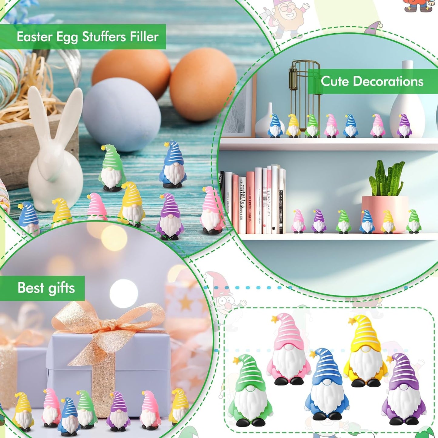 100 Pcs Luminous Mini Gnomes Figurines Fairy Glow in Dark Garden Miniature Gnome Figurines Decor Funny Poses Garden Yard Home Patio Lawn Backyard Hide See DIY Craft