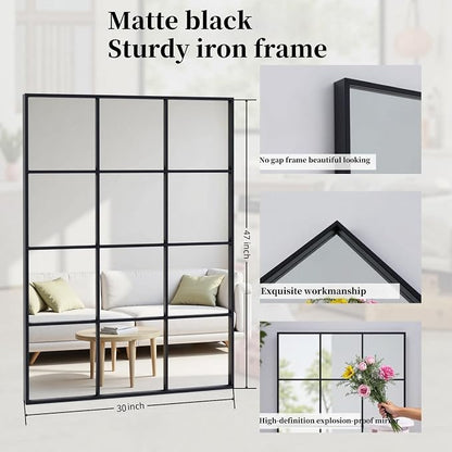 Dewfig Rectangle Window Mirror Wall Mounted, Large Black Mirrors - Image 6