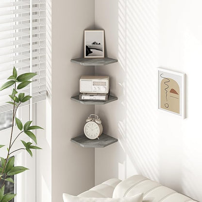 Fun Memories Corner Shelf Wall Mount, Floating Corner Shelves, Rustic Wood Wall - Image 2