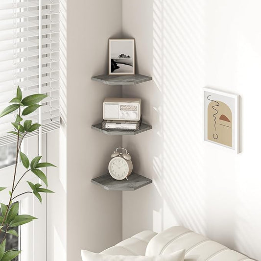 Fun Memories Corner Shelf Wall Mount, Floating Corner Shelves, Rustic Wood Wall - Image 2