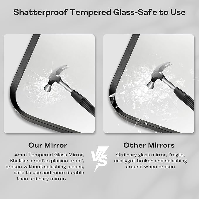 Black Metal Framed Bathroom Mirror - Image 5