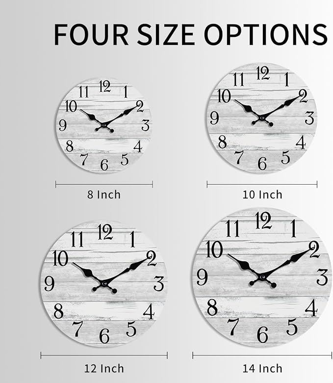 KECYET Wall Clock Battery Operated 12 Inch Gray Silent Non Ticking Country - Image 2
