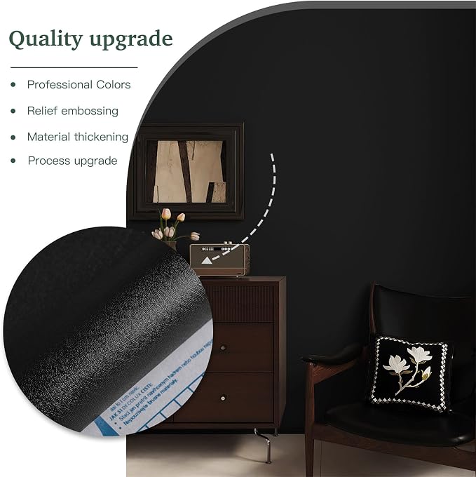 Dimoon 17.7''x118'' Peel and Stick Wallpaper Black Contact Paper - Image 8