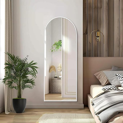 White 48"x16" Arched Full Length Mirror, Large Bathroom Wall Mirror Metal - Image 3