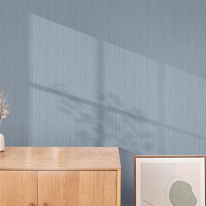 Grey Blue Grasscloth Peel and Stick Wallpaper 15.74" x 196.85" Textured Neutral - Image 3