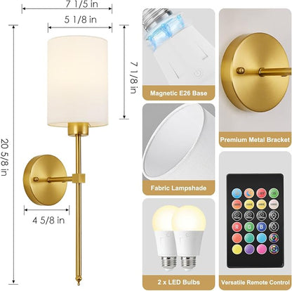Battery Operated Wall Sconces Set of Two, Wireless Rechargeable Wall Light - Image 7