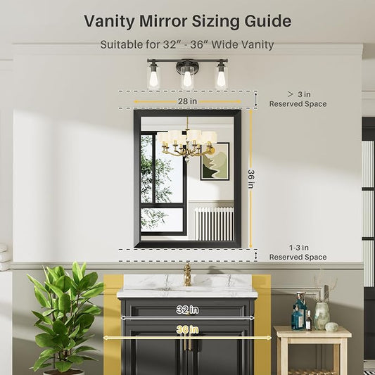 Briivue 28x36 Inch Black Bathroom Mirror - Image 2